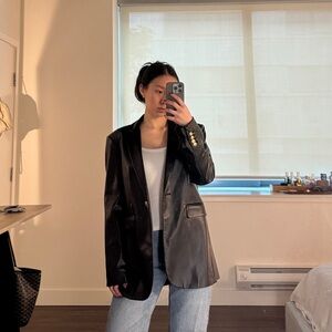 Zara Black Faux Leather Blazer